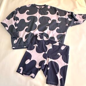 Adidas x Marimekko Navy and Purple Shorts Set Women’s Plus size 4x/3x